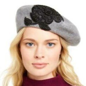 Sleek Beret Beanie August Hat Intricate Applique